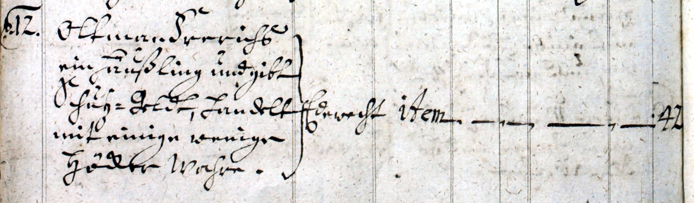 1732: Nennung von Oltmann Frerichs, als Häusling und Höker in Edewecht. Vater von Hinrich Oltmanns. (Beispielurkunde für die Vorfahren in Süd-Edewecht).